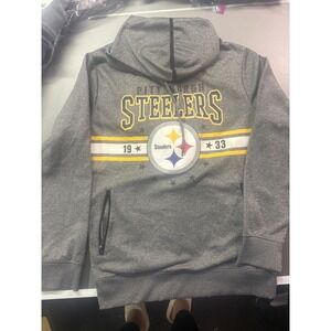 Pittsburgh Steelers NFL Gray Hoodie Fleece Lined Full Zip Size M athletic